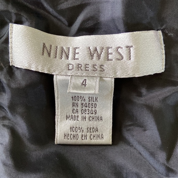 Nine West Black Turquoise PolkaDot Silk Dress Sz 4 - Picture 9 of 12